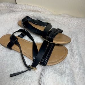 Black REPORT Strapped Sandals